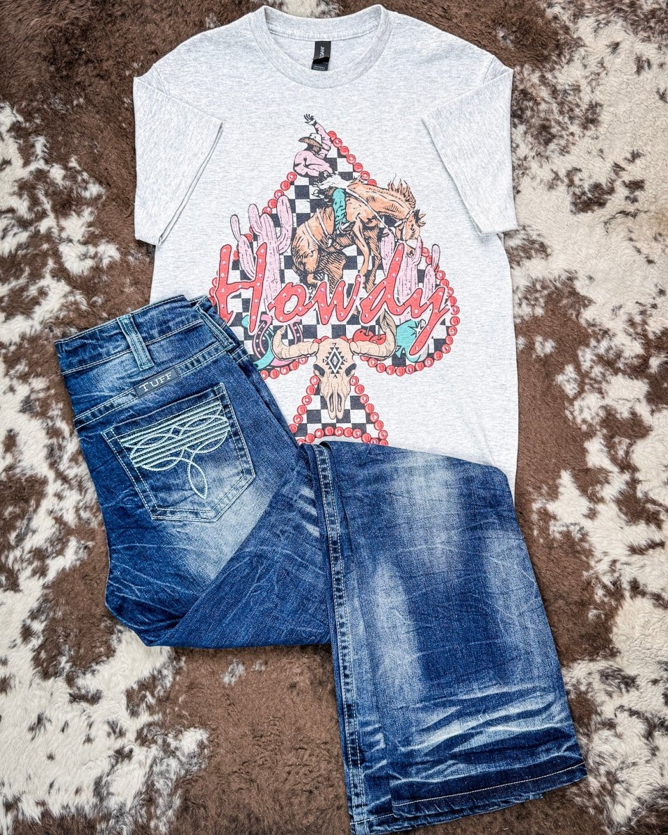 Scarlet Spade Rhinestone Howdy Tee in Gray - Image 4