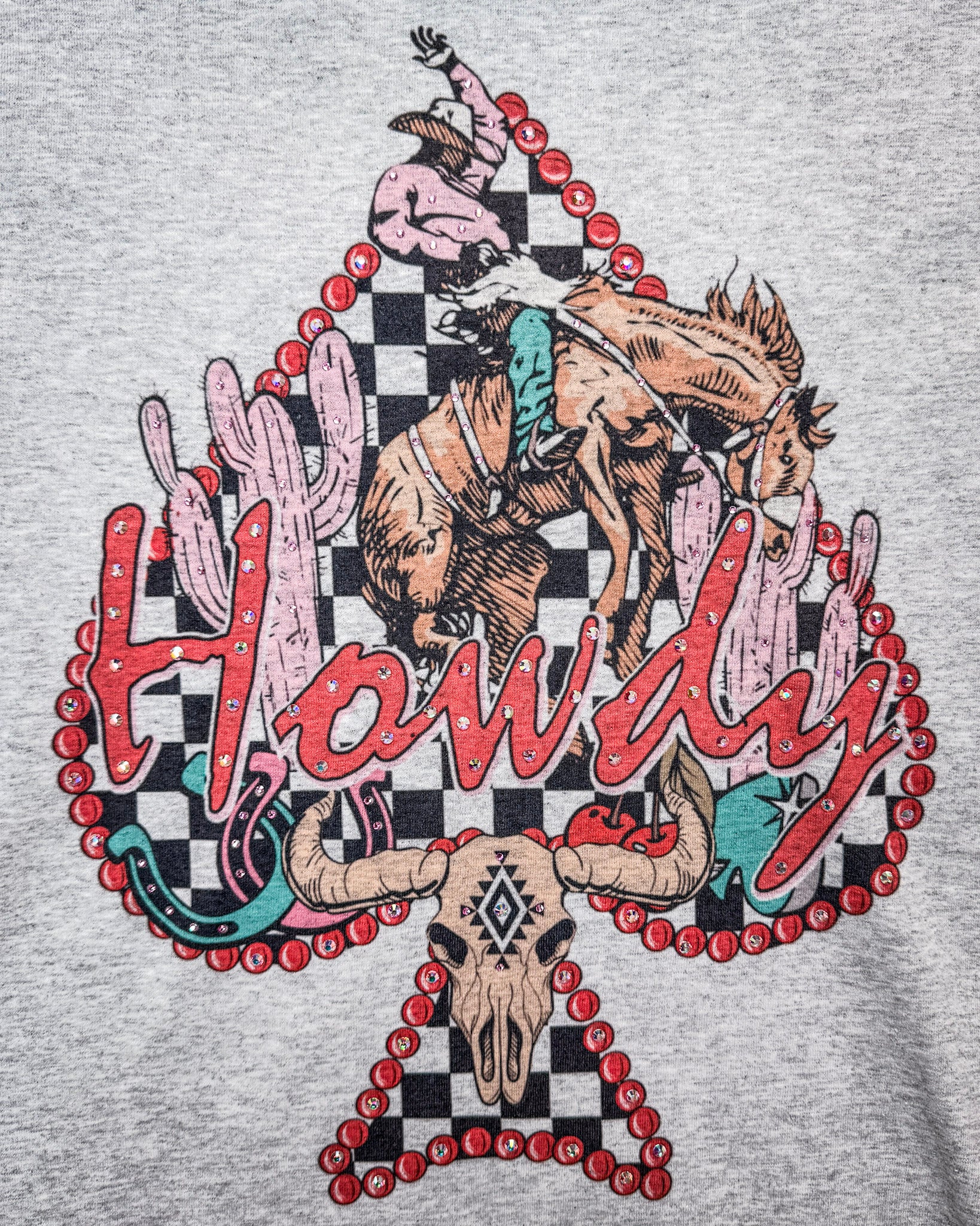 Scarlet Spade Rhinestone Howdy Tee in Gray - Image 6