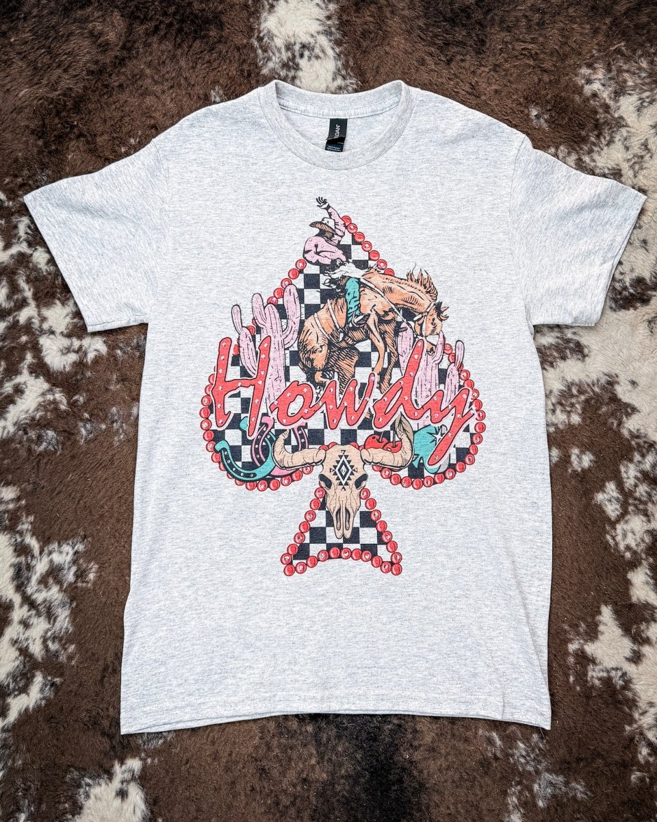 Scarlet Spade Rhinestone Howdy Tee in Gray - Image 7