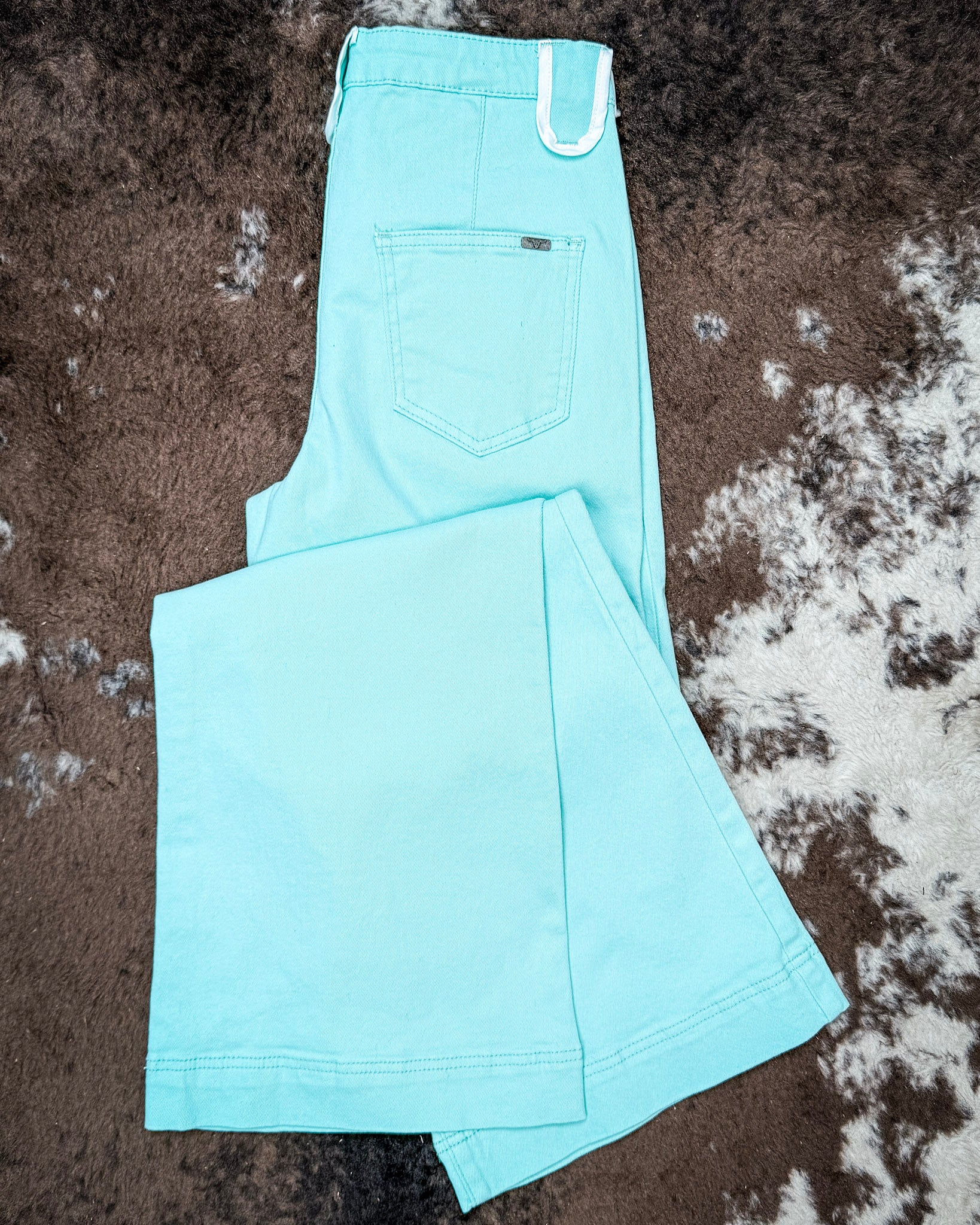 Seabrook Arrow Pocket Wide Leg Jeans in Mint by Lucky and Blessed - Image 10
