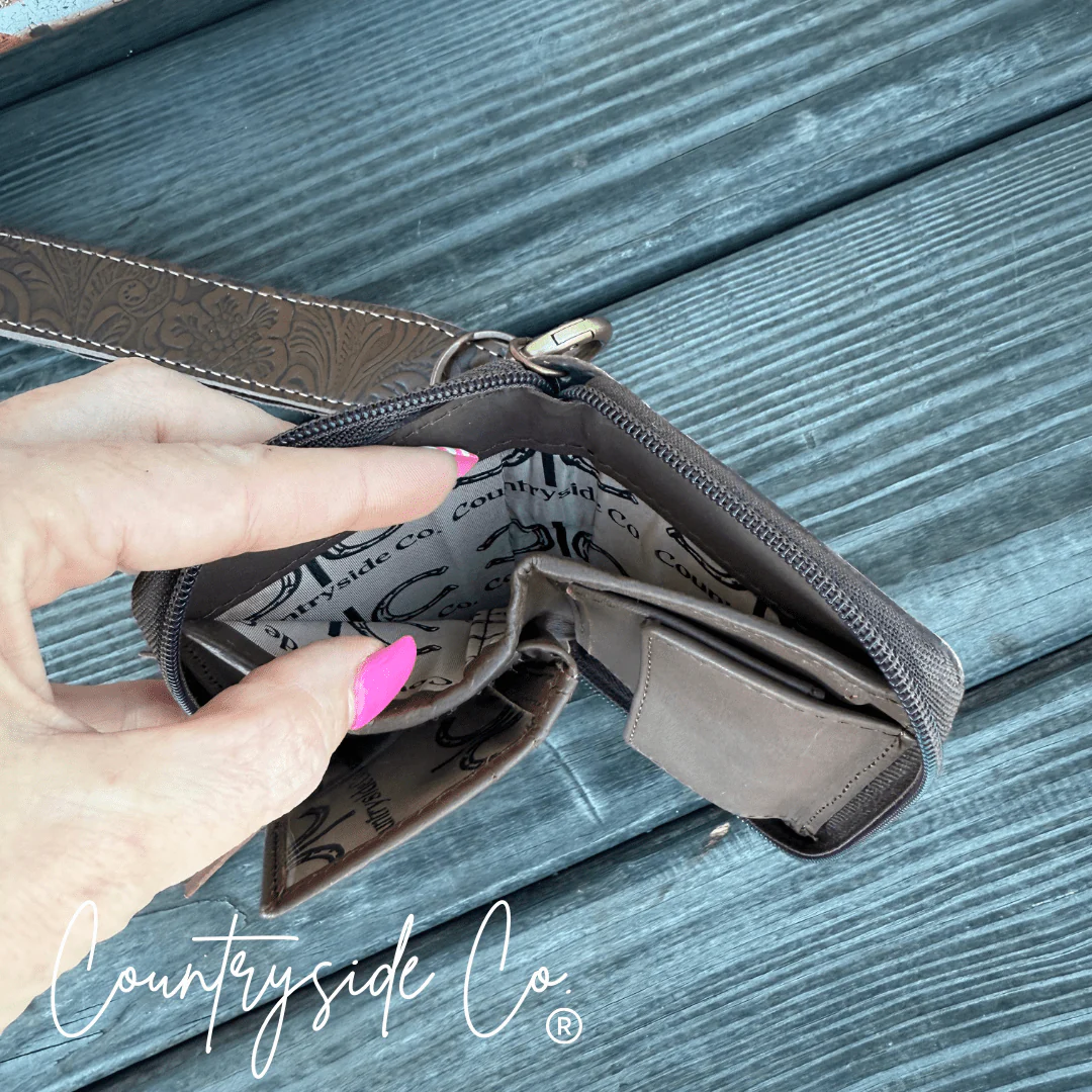 The Sidekick Checkered Leather Mini Wallet in Brown by Countryside Co. - Image 12