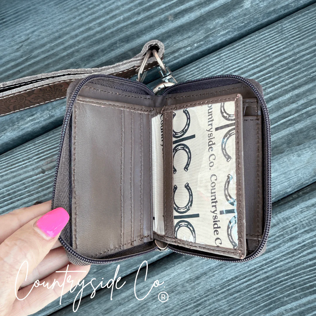 The Sidekick Checkered Leather Mini Wallet in Brown by Countryside Co. - Image 13