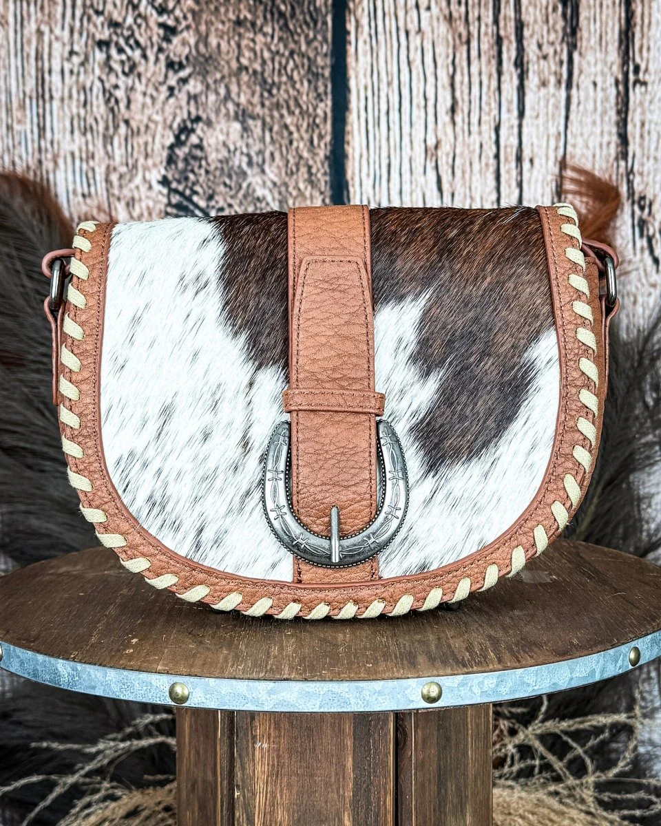 Sierra Mesa Hide Saddle Crossbody in Brown by Trinity Ranch - Image 2