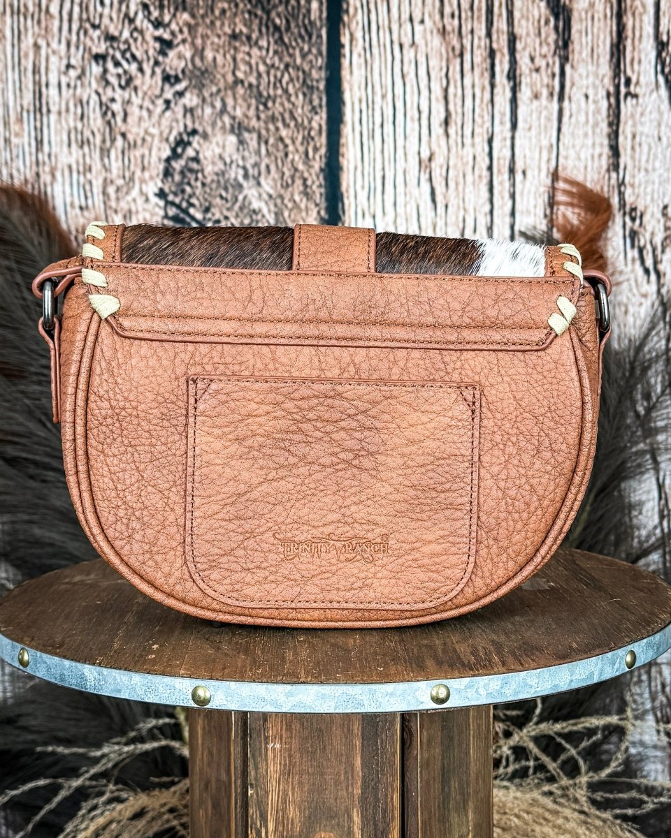 Sierra Mesa Hide Saddle Crossbody in Brown by Trinity Ranch - Image 4