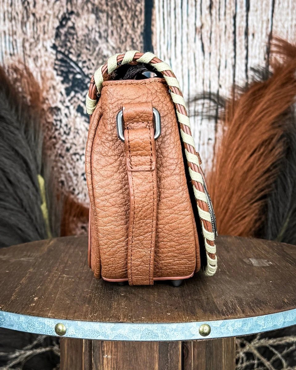 Sierra Mesa Hide Saddle Crossbody in Brown by Trinity Ranch - Image 5