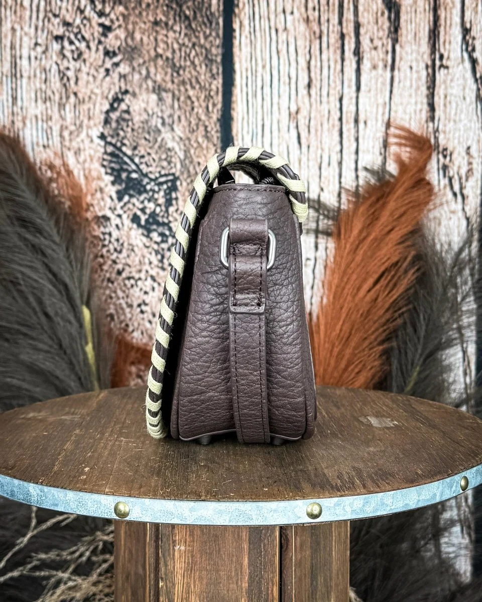 Sierra Mesa Hide Saddle Crossbody in Coffee by Trinity Ranch - Image 3