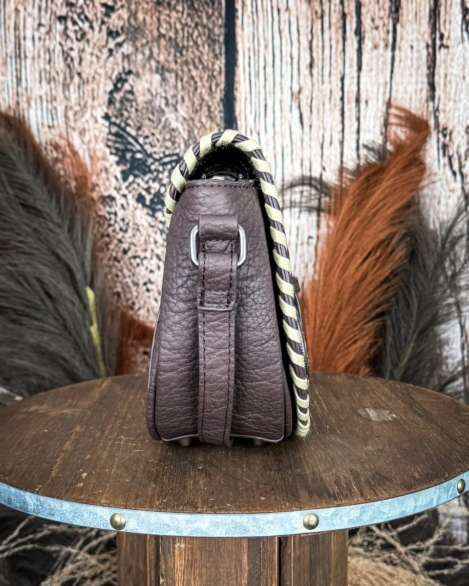Sierra Mesa Hide Saddle Crossbody in Coffee by Trinity Ranch - Image 5