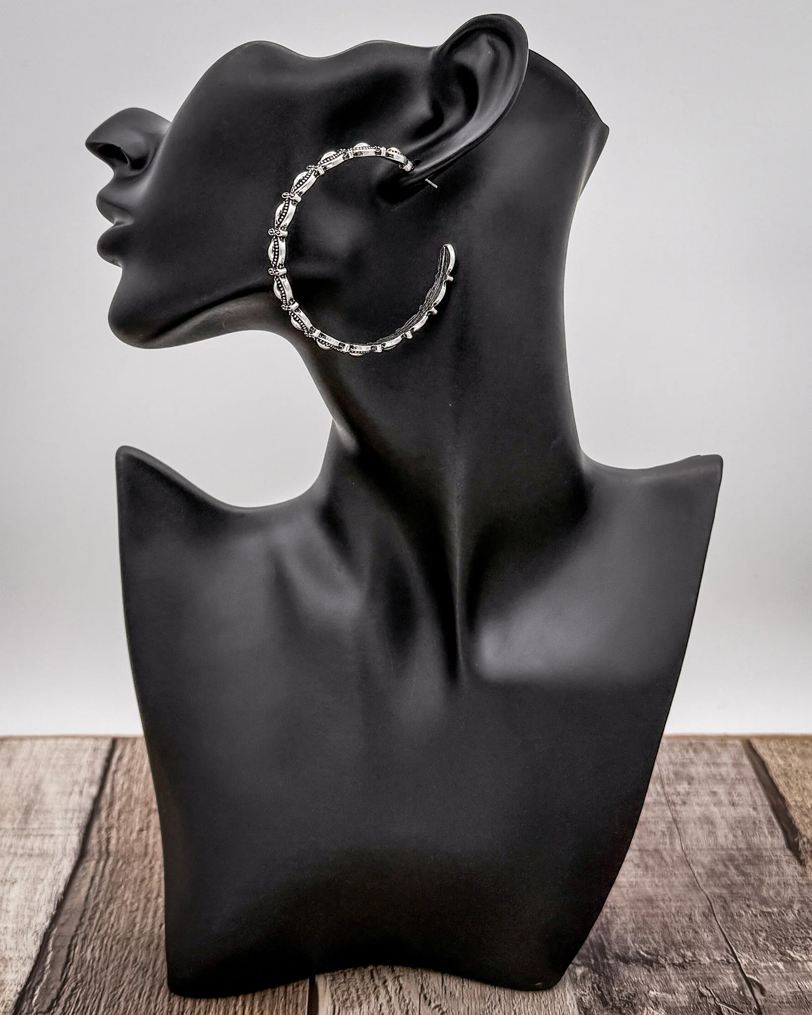 Silver Rowan Scalloped Hoop Earrings - Image 5