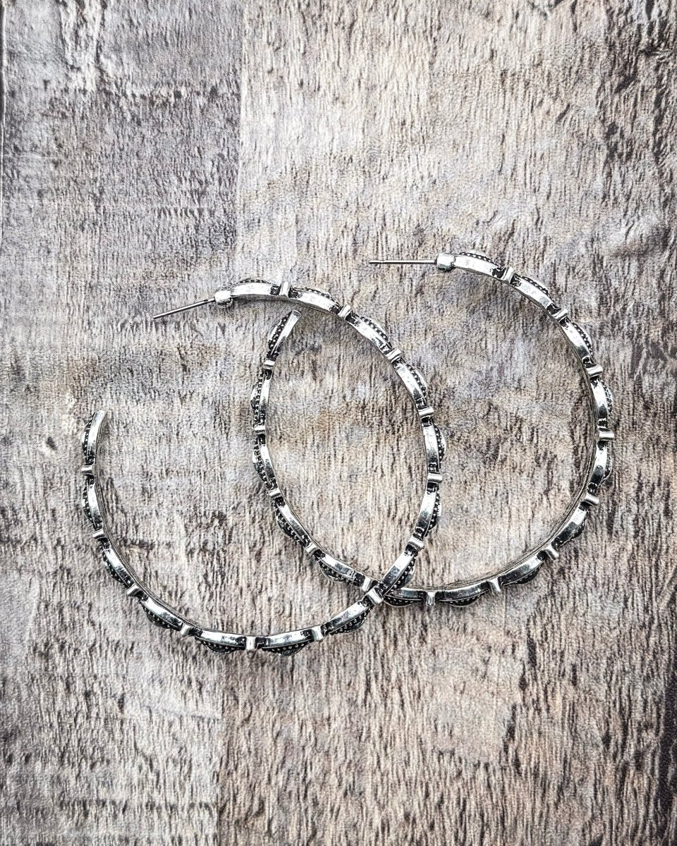 Silver Rowan Scalloped Hoop Earrings - Image 6