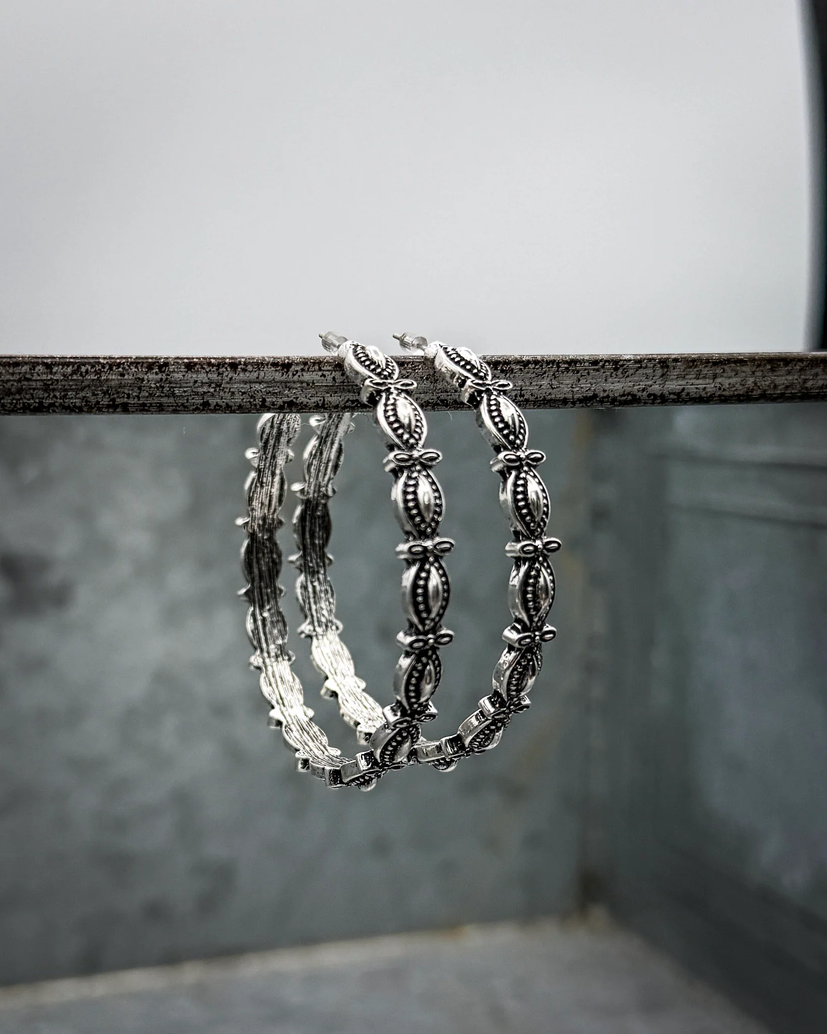 Silver Rowan Scalloped Hoop Earrings - Image 8