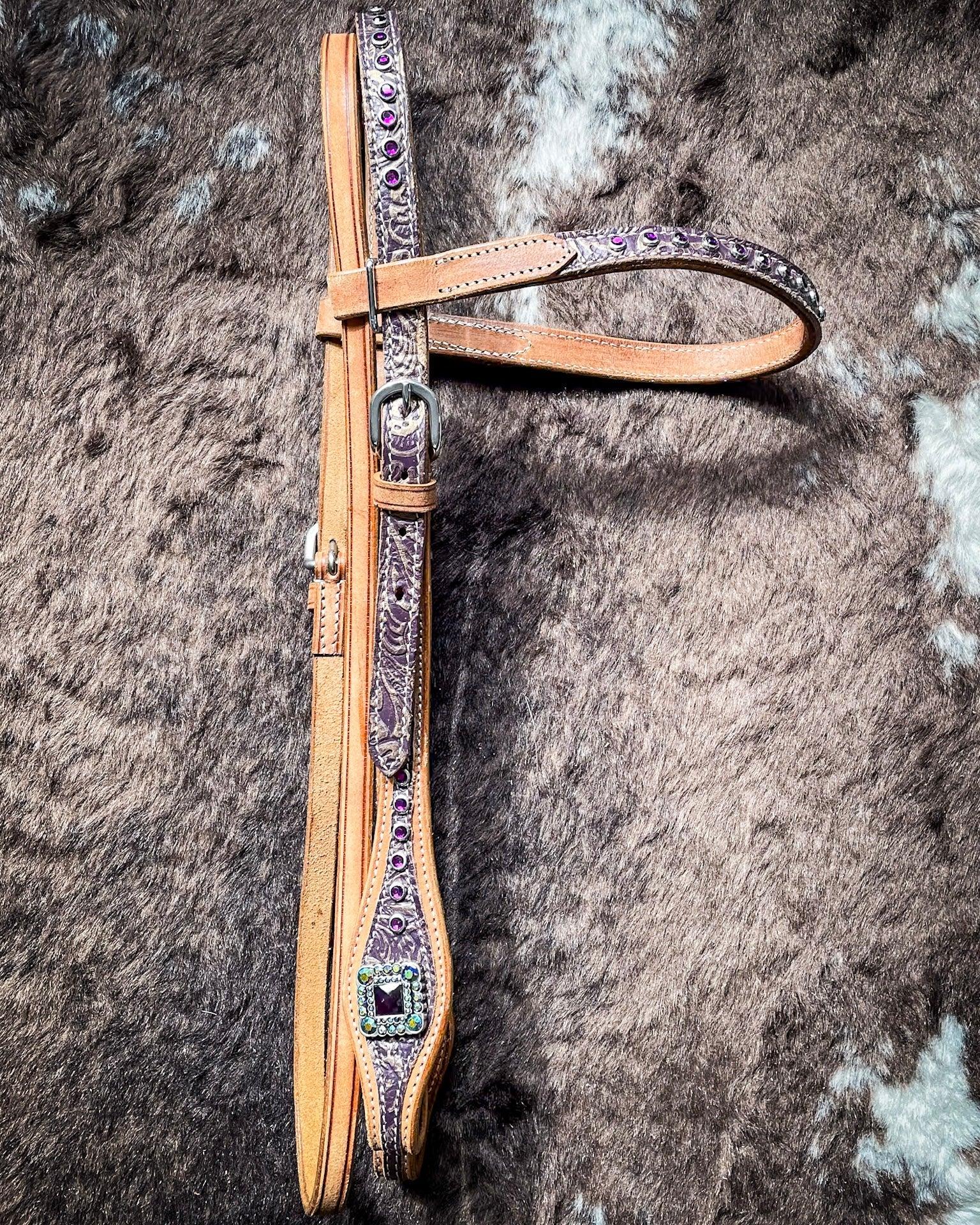 Silver Royal Sweet Pea Browband Headstall - Image 4