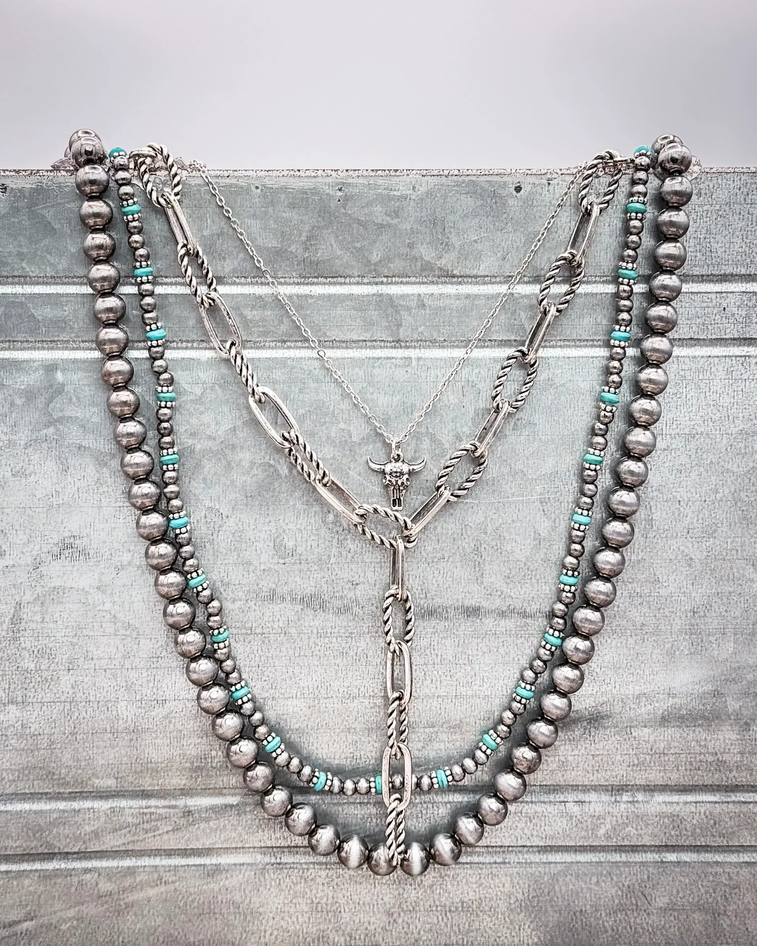 The Dustwalker Layers Fashion Necklace Set - Silver - Image 2