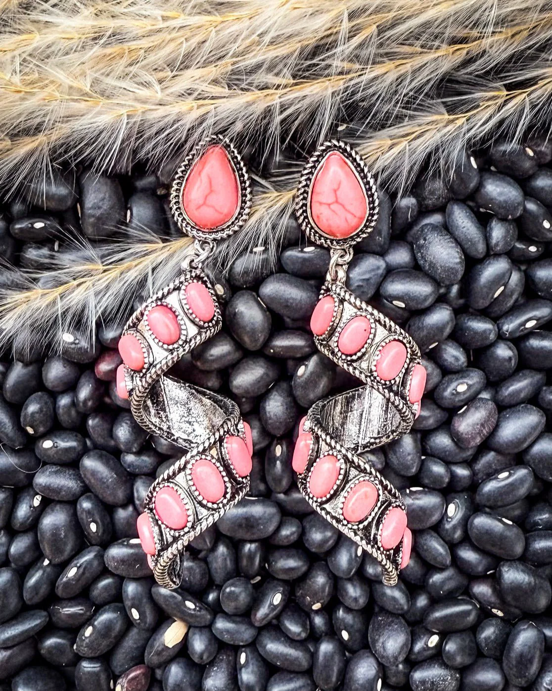 Sister Post Dangle Fashion Earrings - Pink
