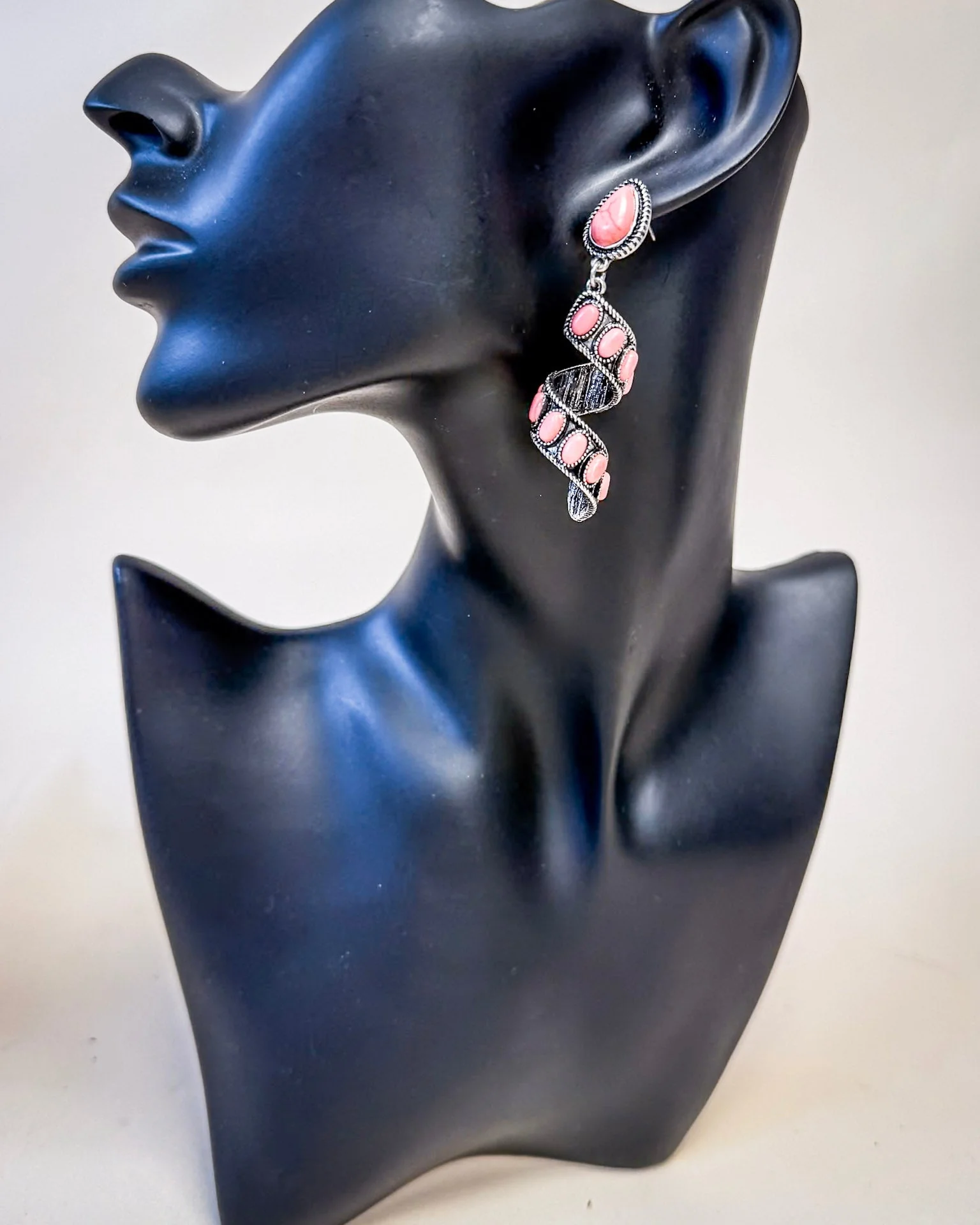Sister Post Dangle Fashion Earrings - Pink - Image 2