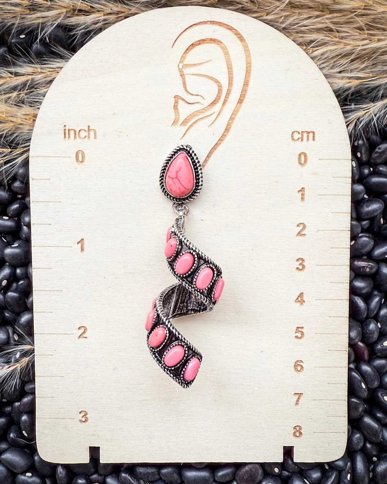 Sister Post Dangle Fashion Earrings - Pink - Image 3