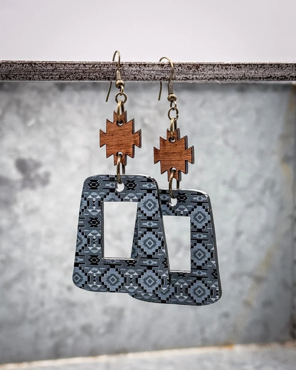Slate Canyon Cutout Earrings in Blue Grey Multi