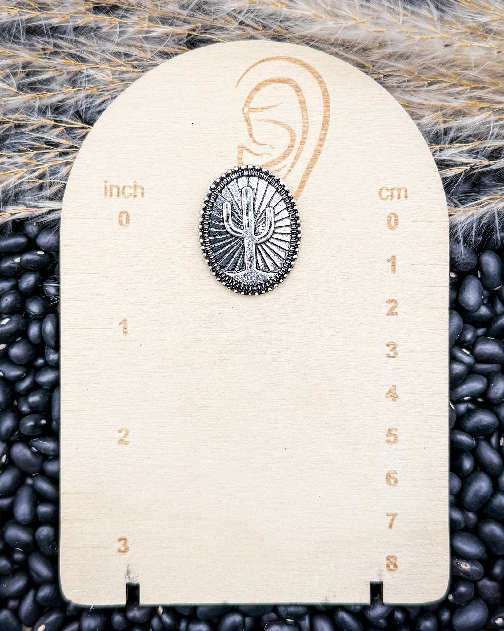 Solara Etched Cactus Stud Earrings - Image 4