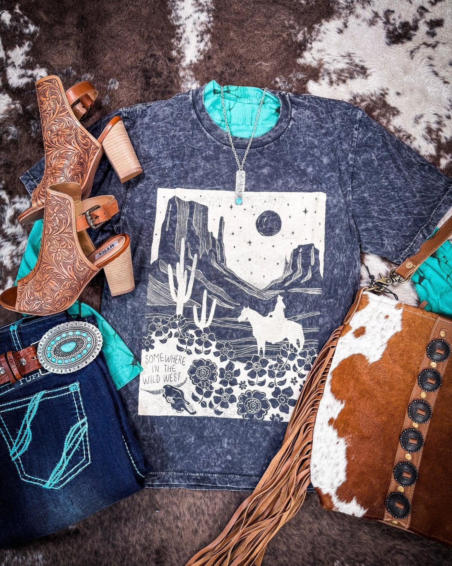 Somewhere In The Wild West Graphic Tee - Black - Image 3