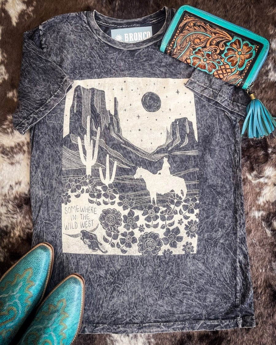 Somewhere In The Wild West Graphic Tee - Black - Image 4