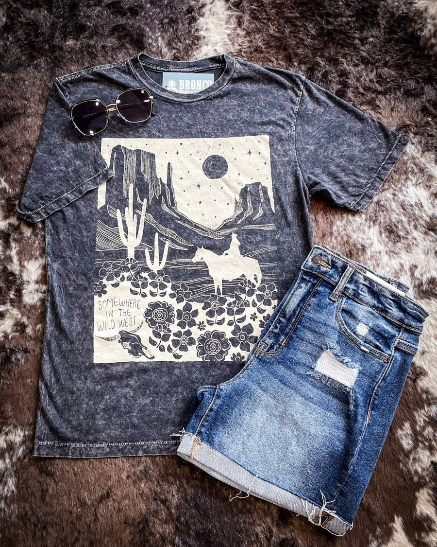 Somewhere In The Wild West Graphic Tee - Black - Image 5