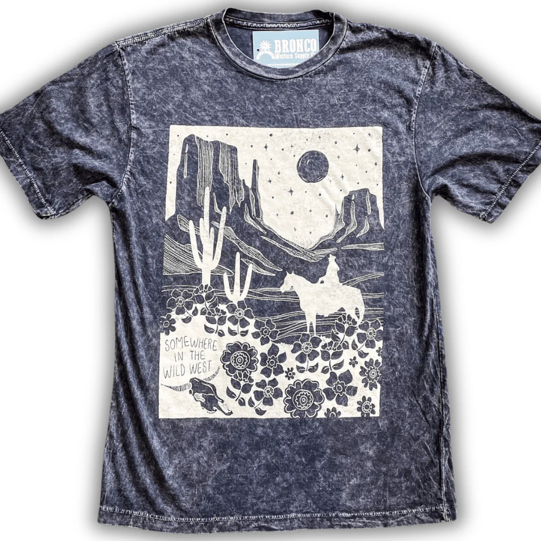 Somewhere In The Wild West Graphic Tee - Black - Image 7