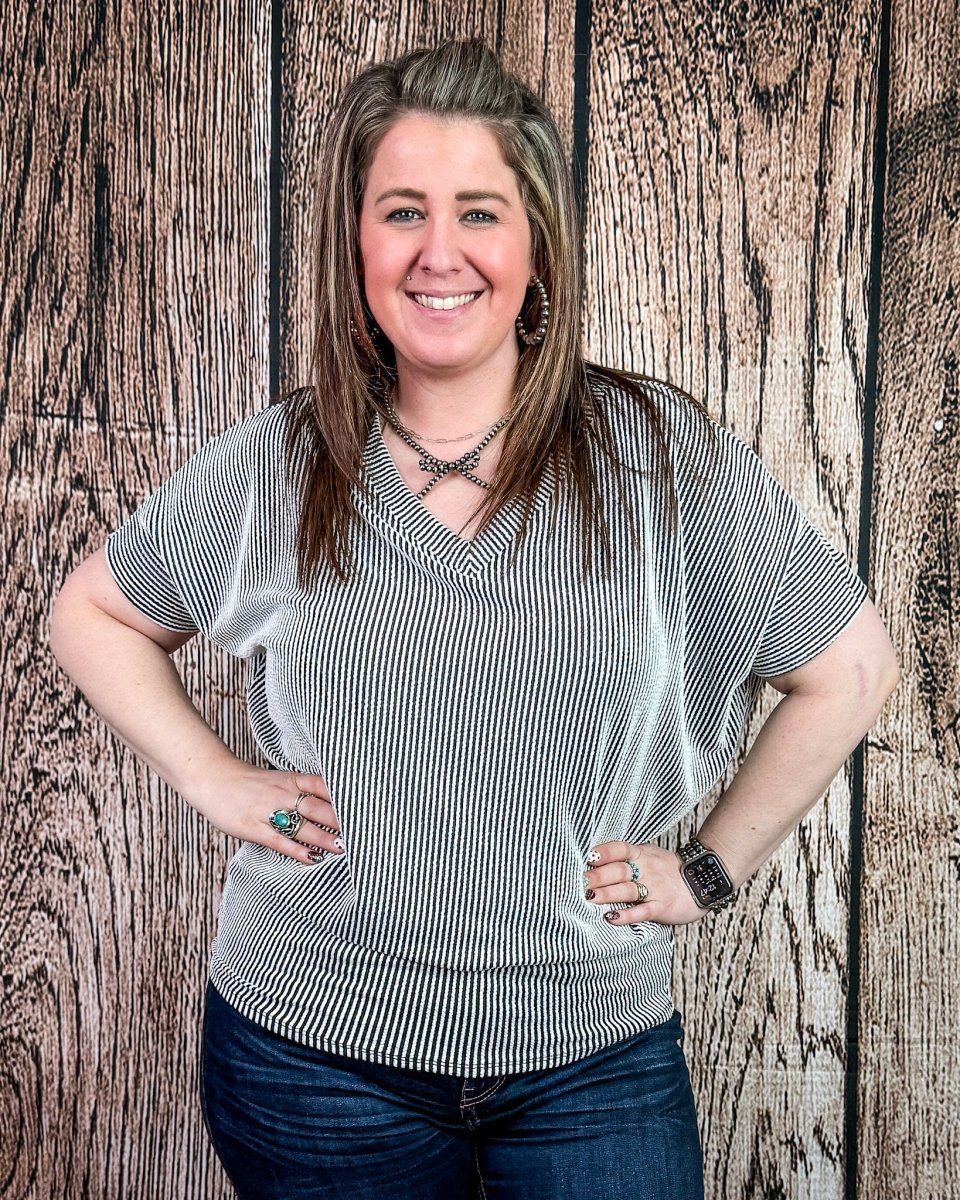Sonora Flow Ribbed Batwing Top in Salt and Pepper - Image 2
