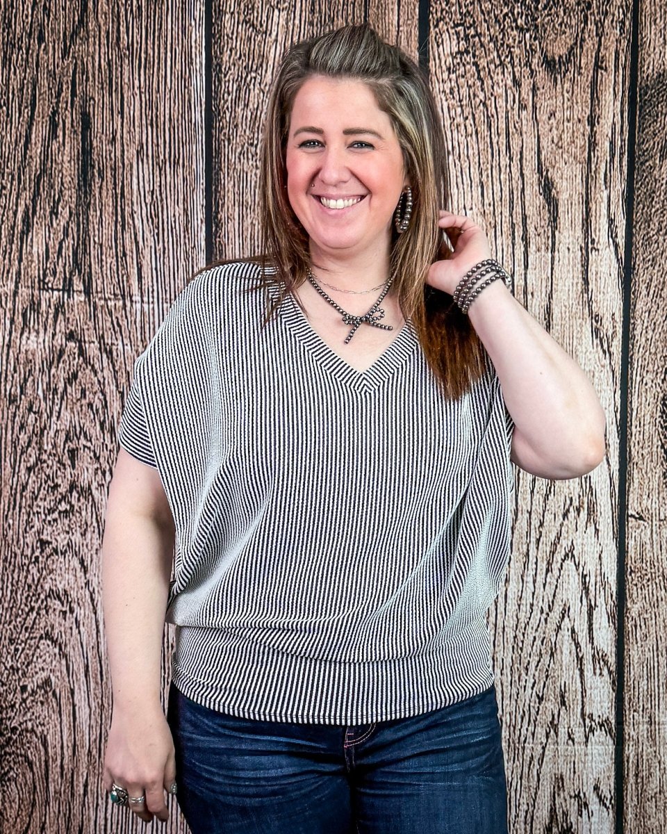 Sonora Flow Ribbed Batwing Top in Salt and Pepper - Image 3