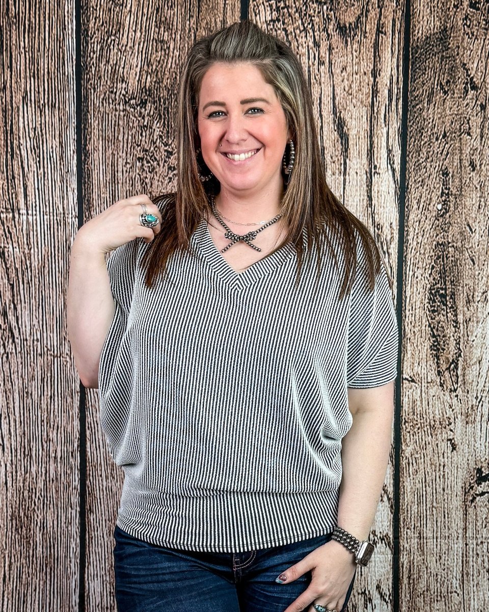 Sonora Flow Ribbed Batwing Top in Salt and Pepper - Image 5