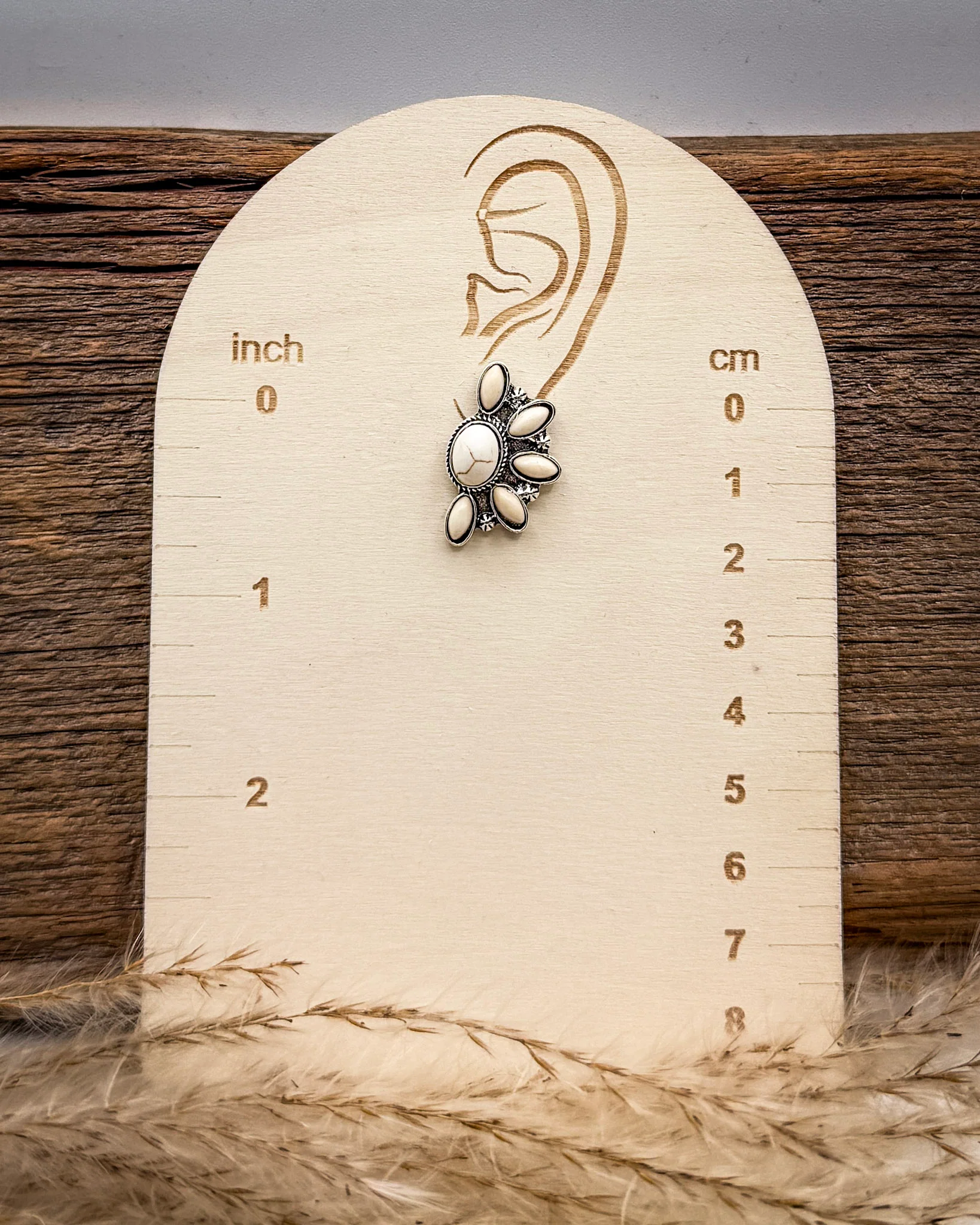 Sundial Stud Earrings in White - Image 2