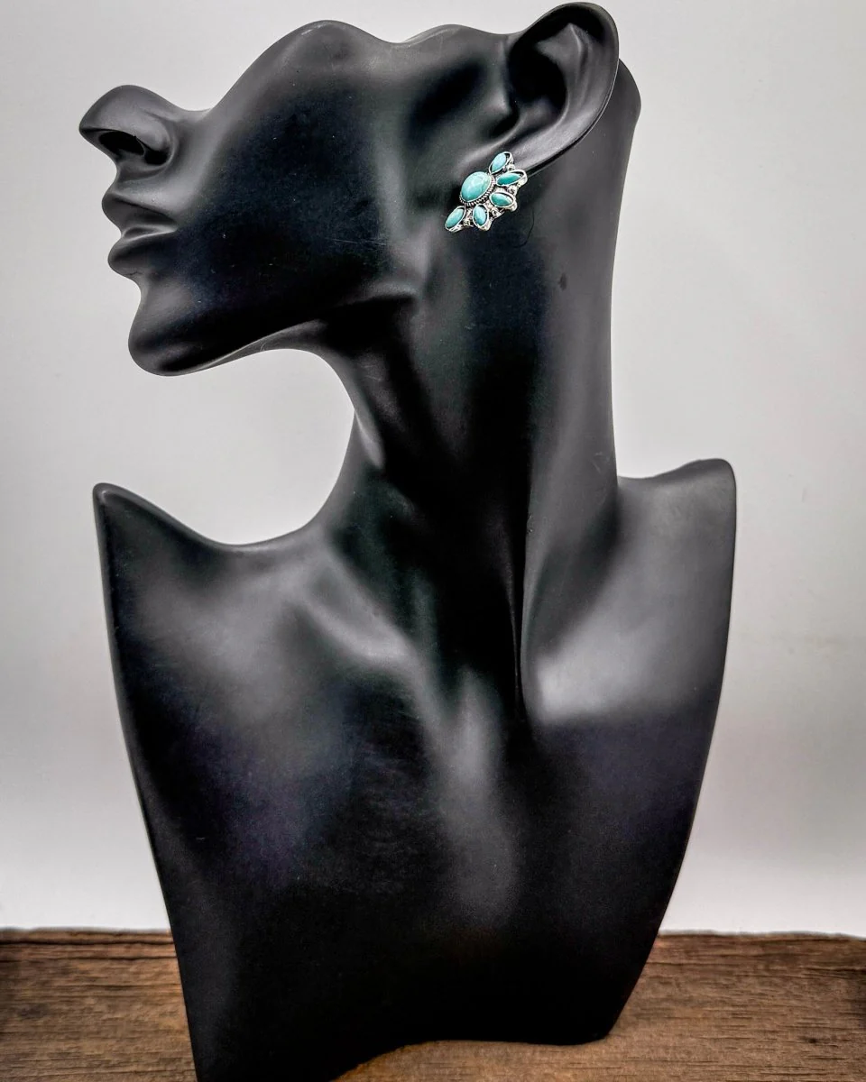 Sundial Stud Earrings in Teal - Image 3