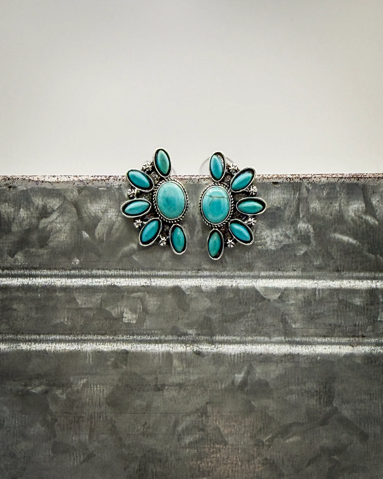 Sundial Stud Earrings in Teal - Image 4