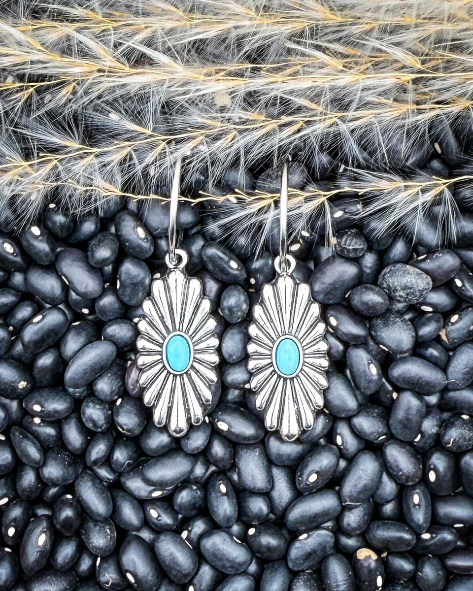 Sundown Ridge Turquoise Dangle Hoop Earrings