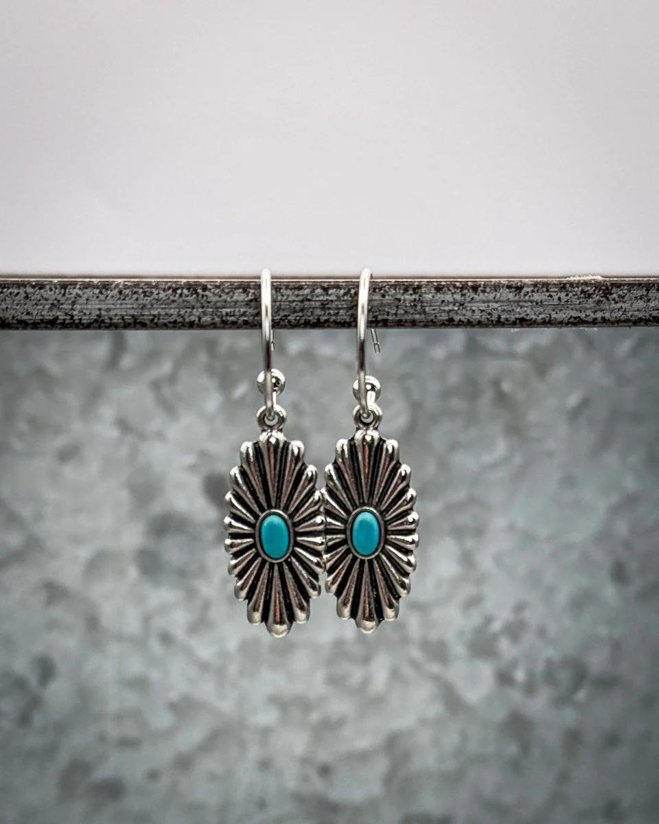 Sundown Ridge Turquoise Dangle Hoop Earrings - Image 3