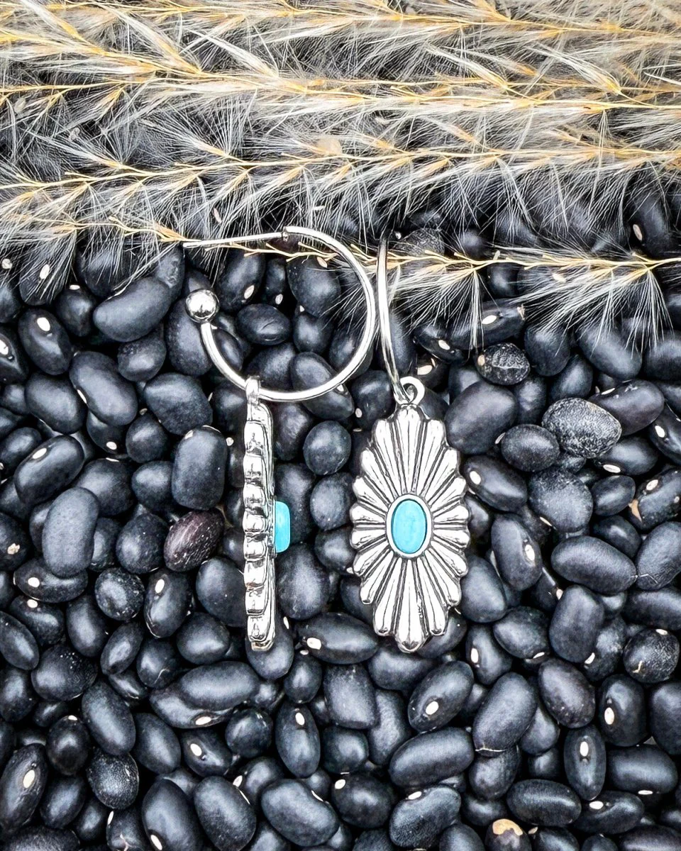 Sundown Ridge Turquoise Dangle Hoop Earrings - Image 4