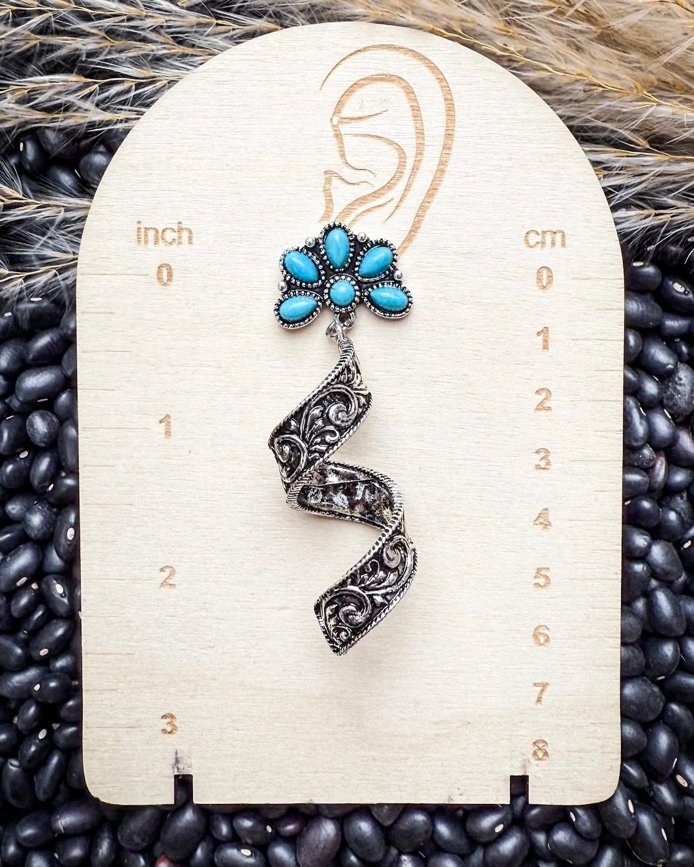 The Desert Bloom Spirals – Filigree & Aqua Flower Fashion Earrings - Image 3