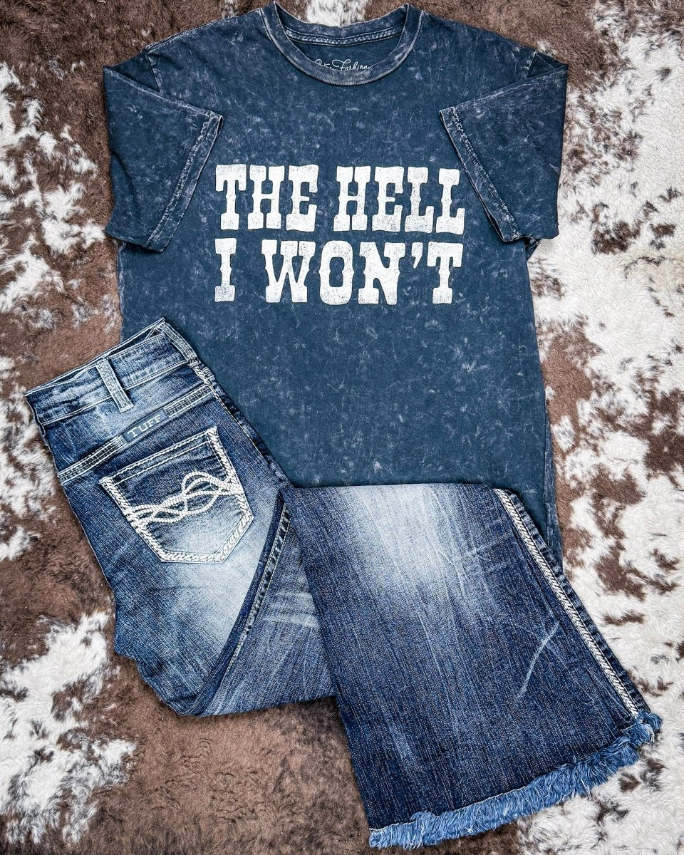 The Hell I Won't Boyfriend Tee in Vintage Black Mineral Wash - Image 3