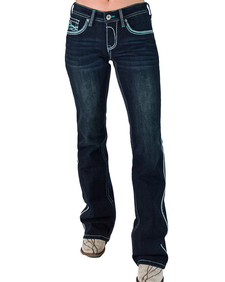 Turquoise DFMI Dark Bootcut Jeans by Cowgirl Tuff - Image 4
