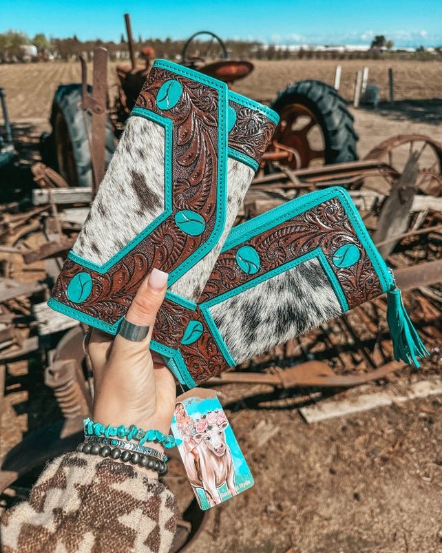 Turquoise Dreams Hide and Tooled Wallet by Haute Southern Hyde - Image 4