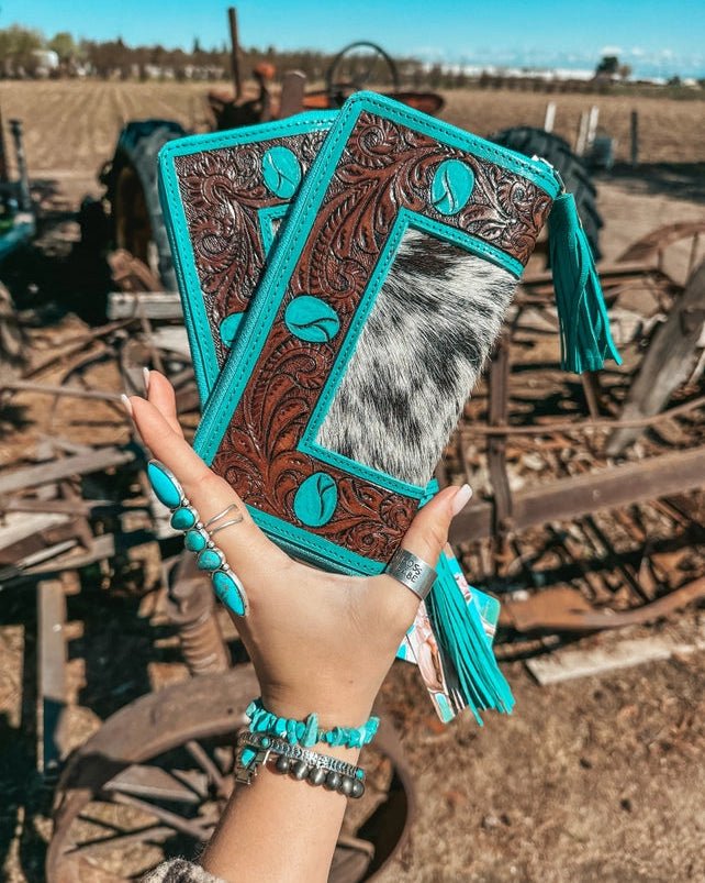 Turquoise Dreams Hide and Tooled Wallet by Haute Southern Hyde - Image 6