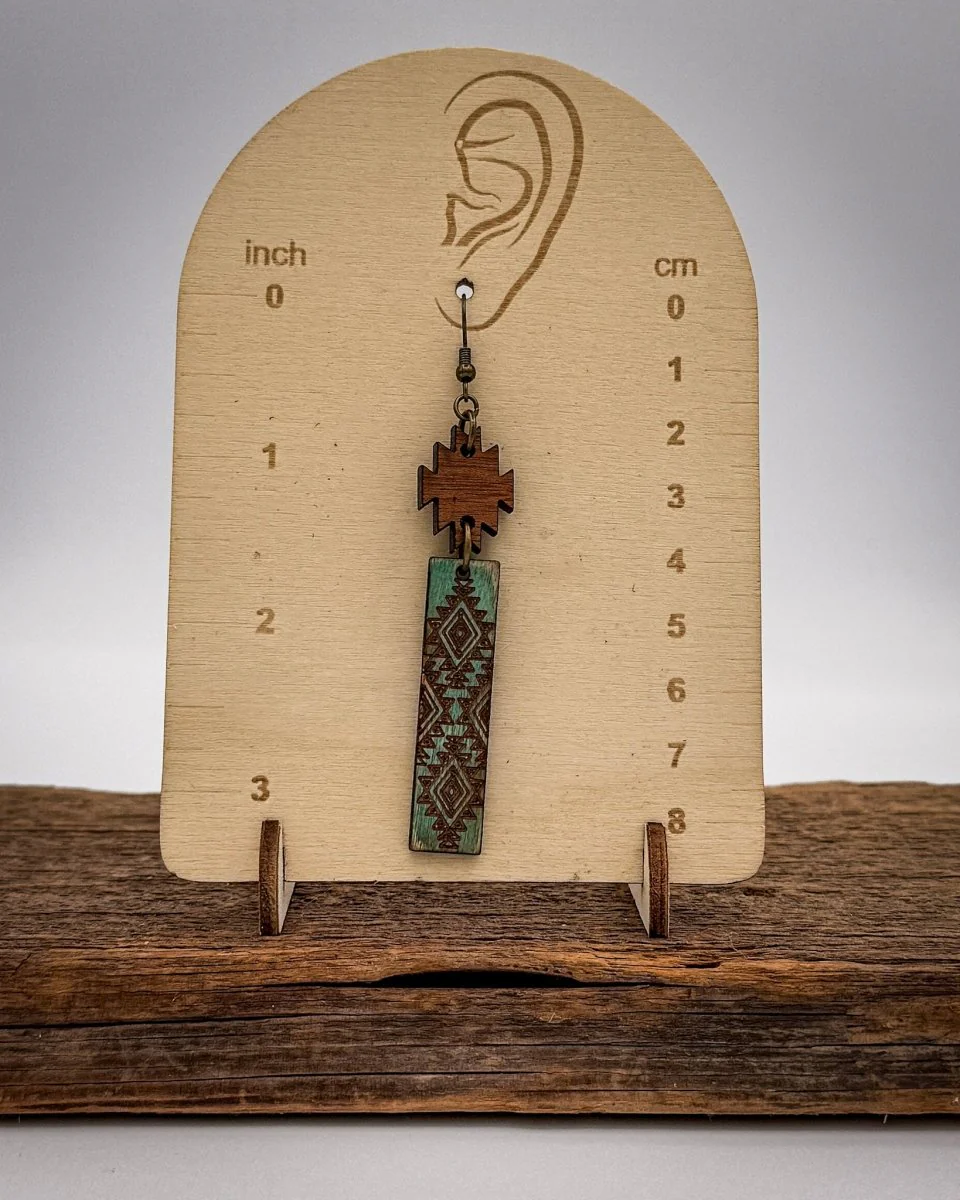 Turquoise Mesa Wood Bar Earrings in Aqua - Image 4