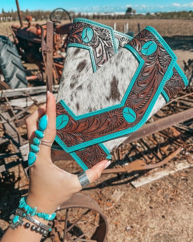 Turquoise Vibes Hide and Tooled Wallet by Haute Southern Hyde - Image 4