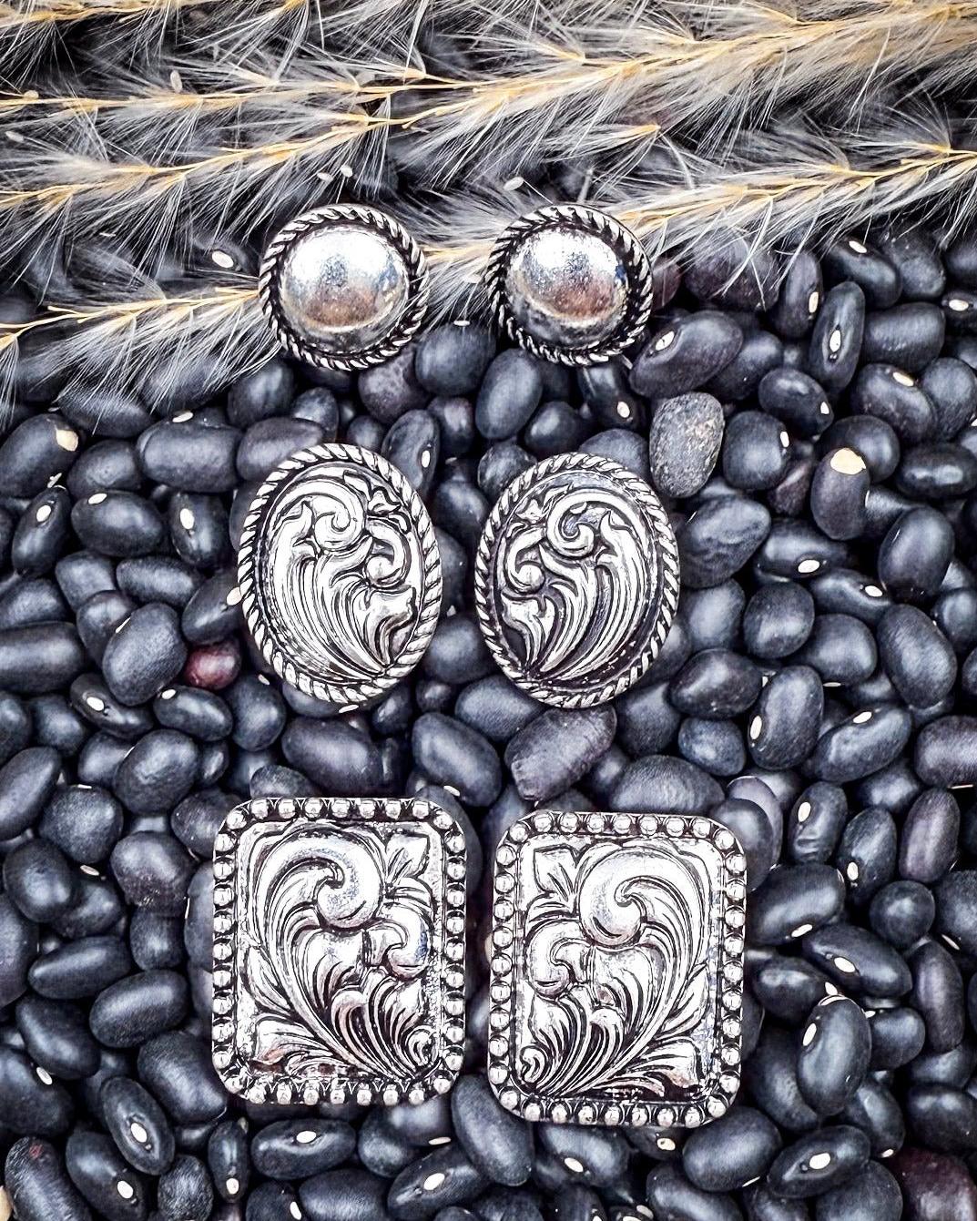 Vaquera Western Concho Fashion Stud Earring Set – 3-Pack