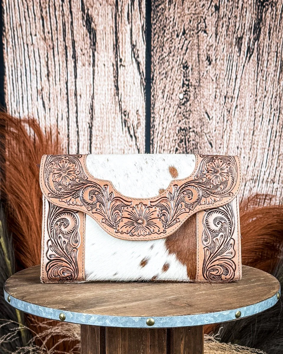 Vinebloom Carve Handtooled Bag in Sienna Frost by Myra Bag - Image 2