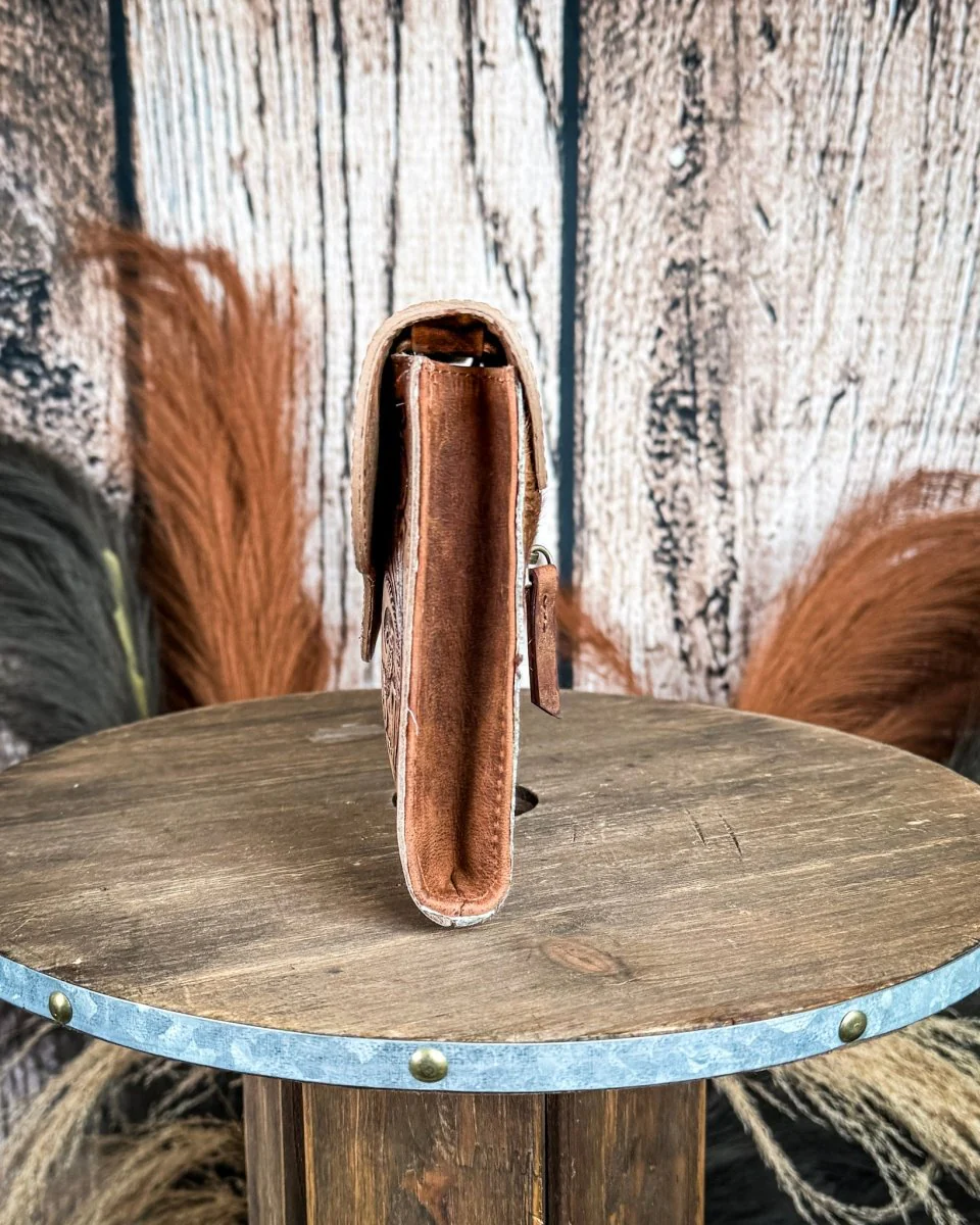 Vinebloom Carve Handtooled Bag in Sienna Frost by Myra Bag - Image 3