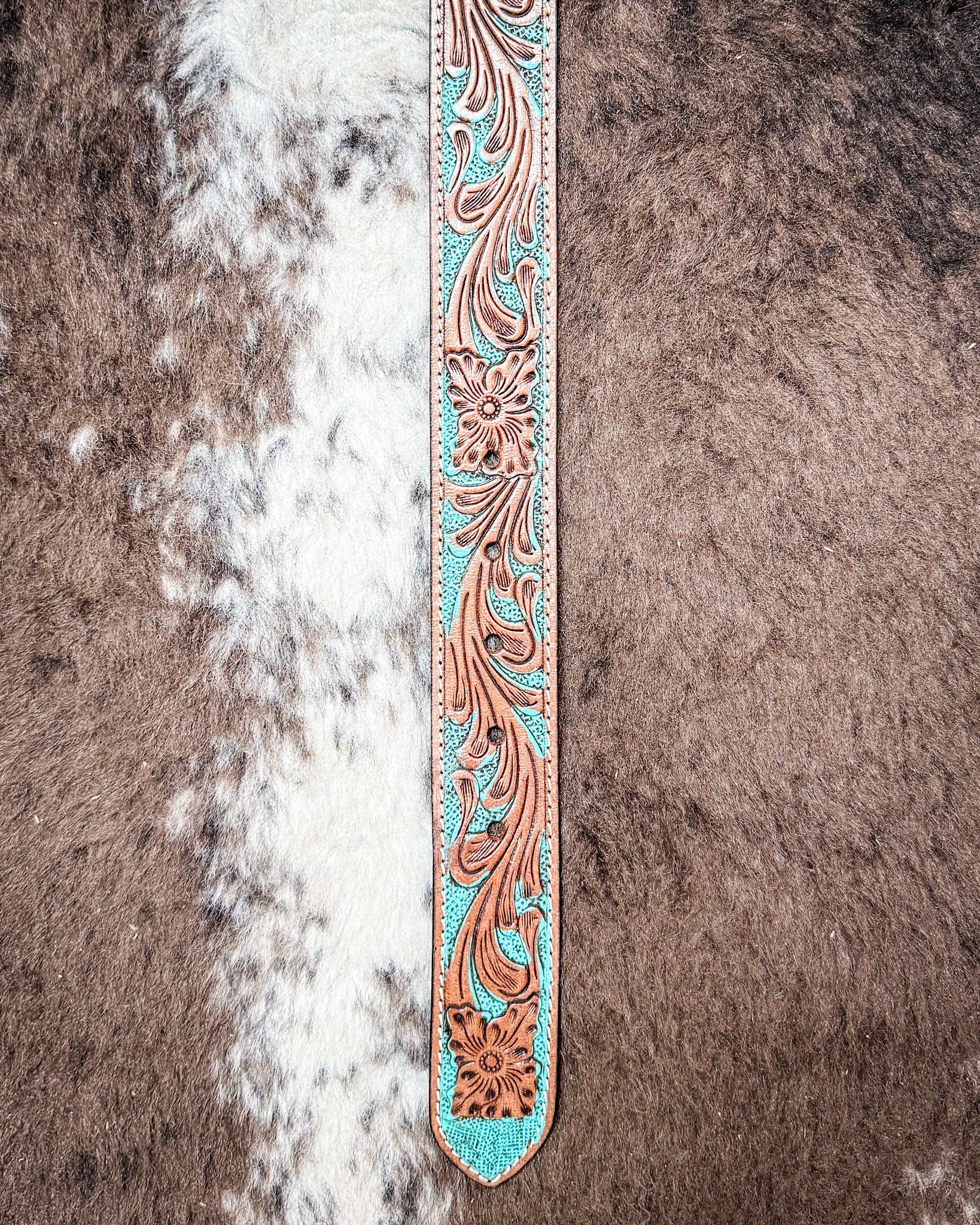 Western Wreath Leather Belt in Bronco Sky by Myra Bag - Image 5