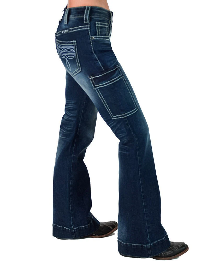 White Boot Stitch Trouser Jeans by Cowgirl Tuff - Image 12
