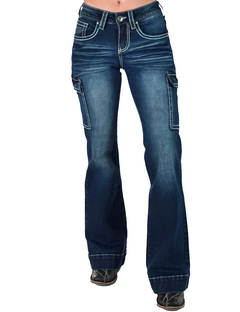 White Boot Stitch Trouser Jeans by Cowgirl Tuff - Image 13