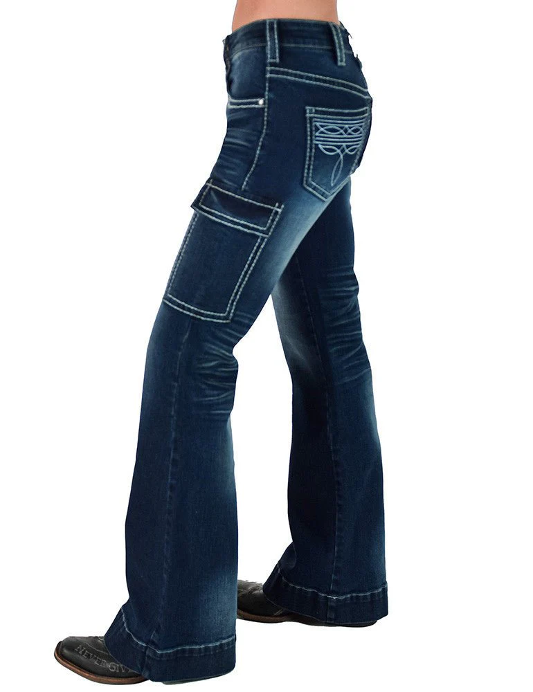 White Boot Stitch Trouser Jeans by Cowgirl Tuff - Image 14
