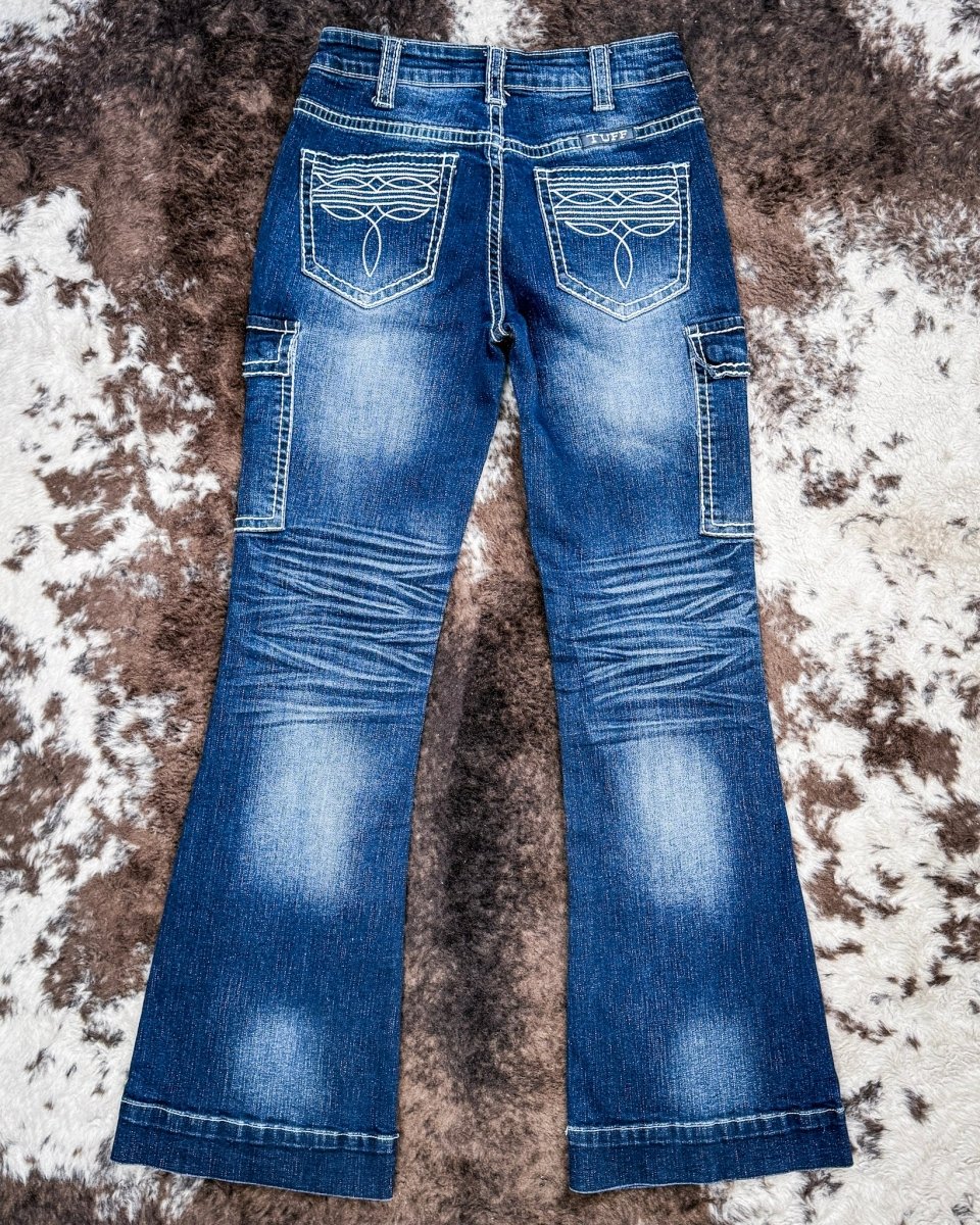 White Boot Stitch Trouser Jeans by Cowgirl Tuff - Image 5