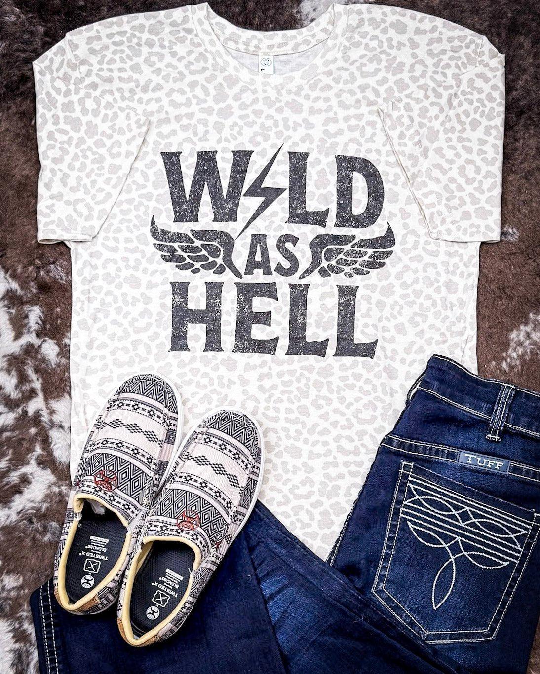 Wild As Hell Graphic Tee in Snow Leopard
